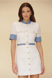 Tweed Denim Trim Tailored Mini Dress