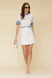 Tweed Denim Trim Tailored Mini Dress