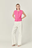 Pink Textured Knit Vest
