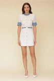 Tweed Denim Trim Tailored Mini Dress