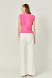 Pink Textured Knit Vest