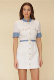 Tweed Denim Trim Tailored Mini Dress