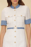 Tweed Denim Trim Tailored Mini Dress