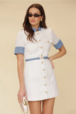 Tweed Denim Trim Tailored Mini Dress