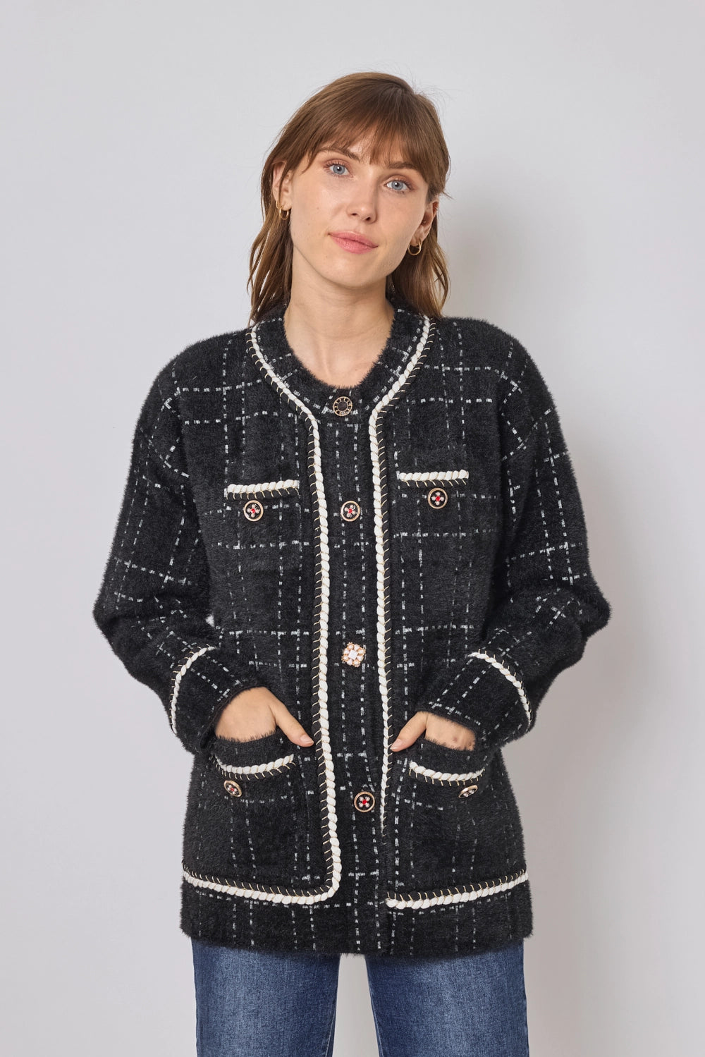 doublet/ダブレット TWEED KNIT CARDIGAN BLACK 公式通販