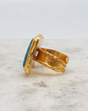 Apatite and Rhodonite Adjustable Gemstone Ring