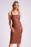Faux Leather Caramel Brown Dress