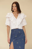 White Lace Crop Blouse