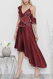 Pearls and Wine Asymmetrical Dress