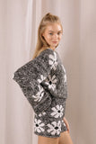 Floral Dolman Knit Sweater-Black