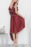 Pearls and Wine Asymmetrical Dress