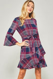 Plaid Print Wrap Dress