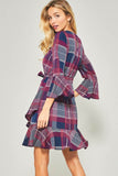 Plaid Print Wrap Dress