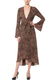 Olivaceous Cheetah Wrap Midi Dress