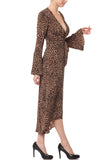 Olivaceous Cheetah Wrap Midi Dress