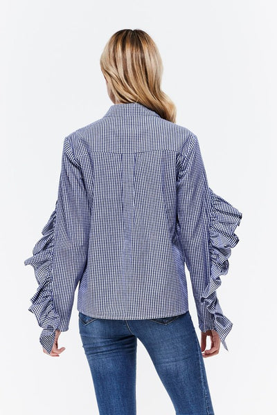Ruffled Sleeves Checkered Blouse – Trèscool