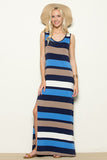 Beach Blue Stripe Maxi Dress 