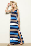 Beach Blue Stripe Maxi Dress 