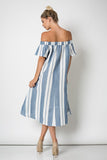 Off Shoulder Stripe Midi Dress
