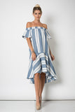 Off Shoulder Stripe Midi Dress
