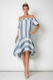 Off Shoulder Stripe Midi Dress