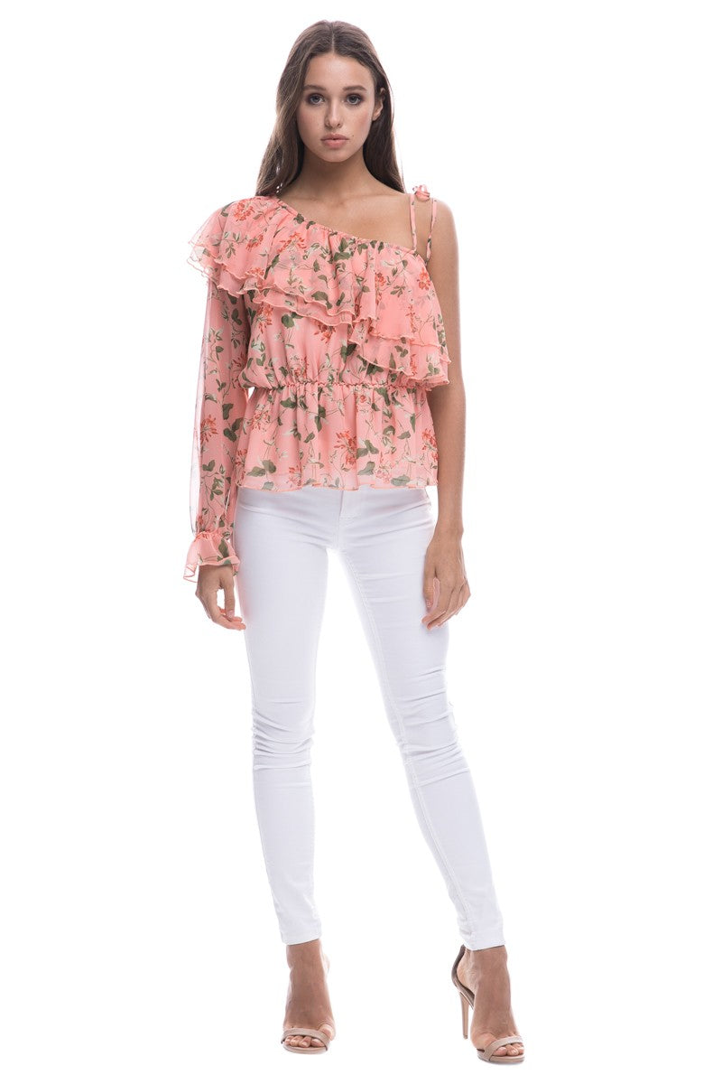 One shoulder floral 2025 top