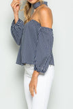 Off Shoulder Choker Stripe Top