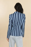 Navy Blues Striped Print Blazer Jacket
