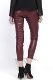 Line and Dot Burgundy Faux Leather Lace Up Leggings