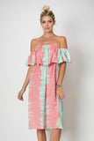 Tie Dye Off Shoulder Midi Dress