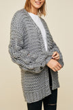 Pom Pom Sleeve Knit Cardigan