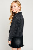 girls patched denim jacket