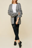 Pom Pom Sleeve Knit Cardigan