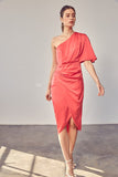 Grecian Goddess One Shoulder Draped Dress