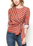 Striped Wrap Blouse