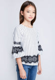 Girls Striped Lace Top