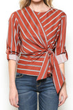 Striped Wrap Blouse