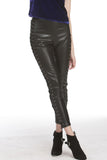 Black Leather Moto Leggings with Adjustable Tie Up Detail