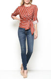 Striped Wrap Blouse