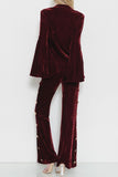 Two piece burgundy velvet suit
