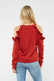 Open Shoulder Red Sweatshirt