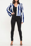 Blue Stripe Faux Fur Jacket