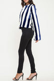 Blue Stripe Faux Fur Jacket