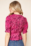 Savanna Pink Peplum Wrap Blouse