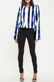 Blue Stripe Faux Fur Jacket