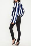 Blue Stripe Faux Fur Jacket