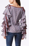 Checkered Tiered Sleeves Blouse