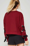 Lace-up Burgundy Sweatshirt