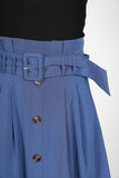 blue pleated skirt