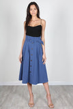 blue pleated skirt